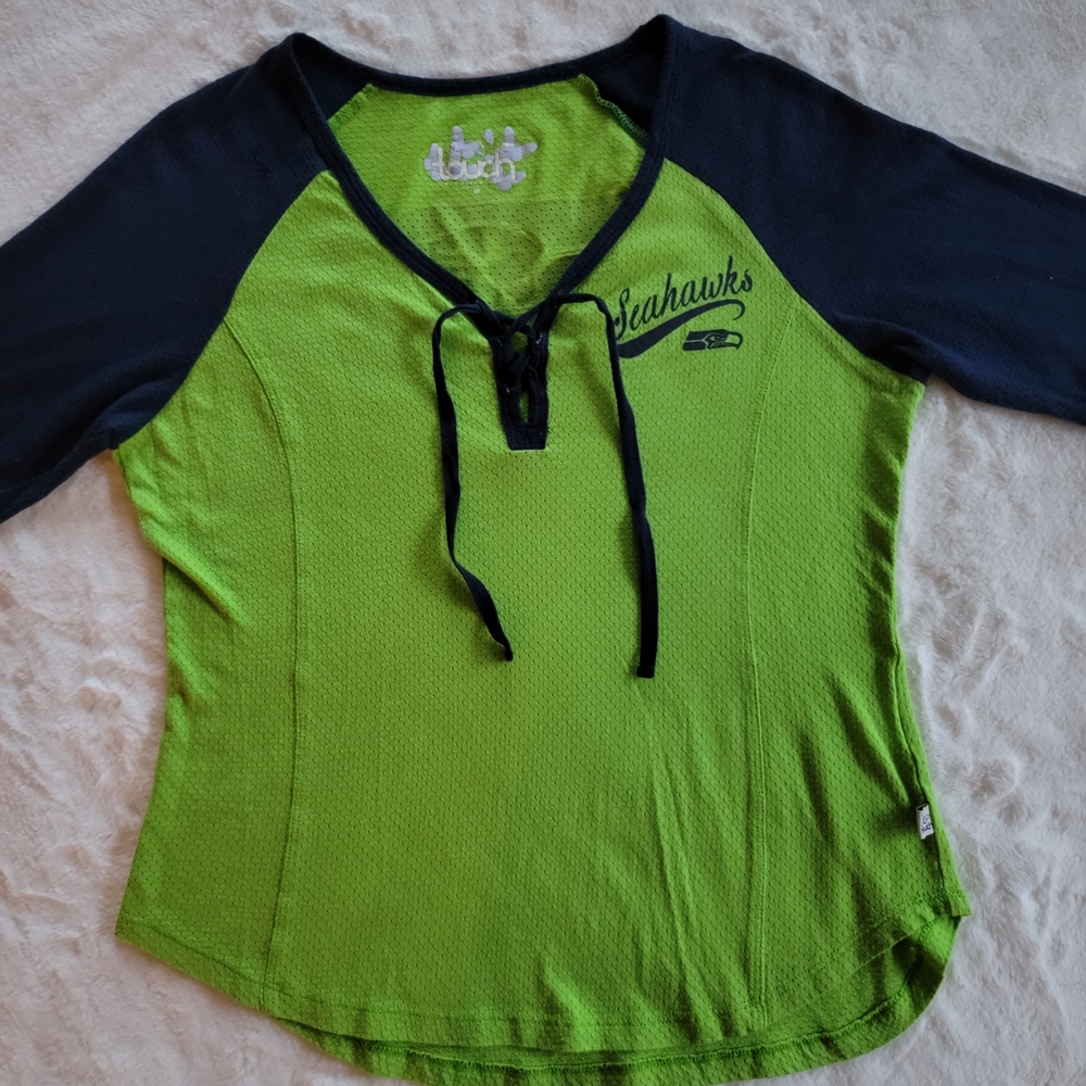 Seattle Seahawks Lace-up Top Junior's Size Medium